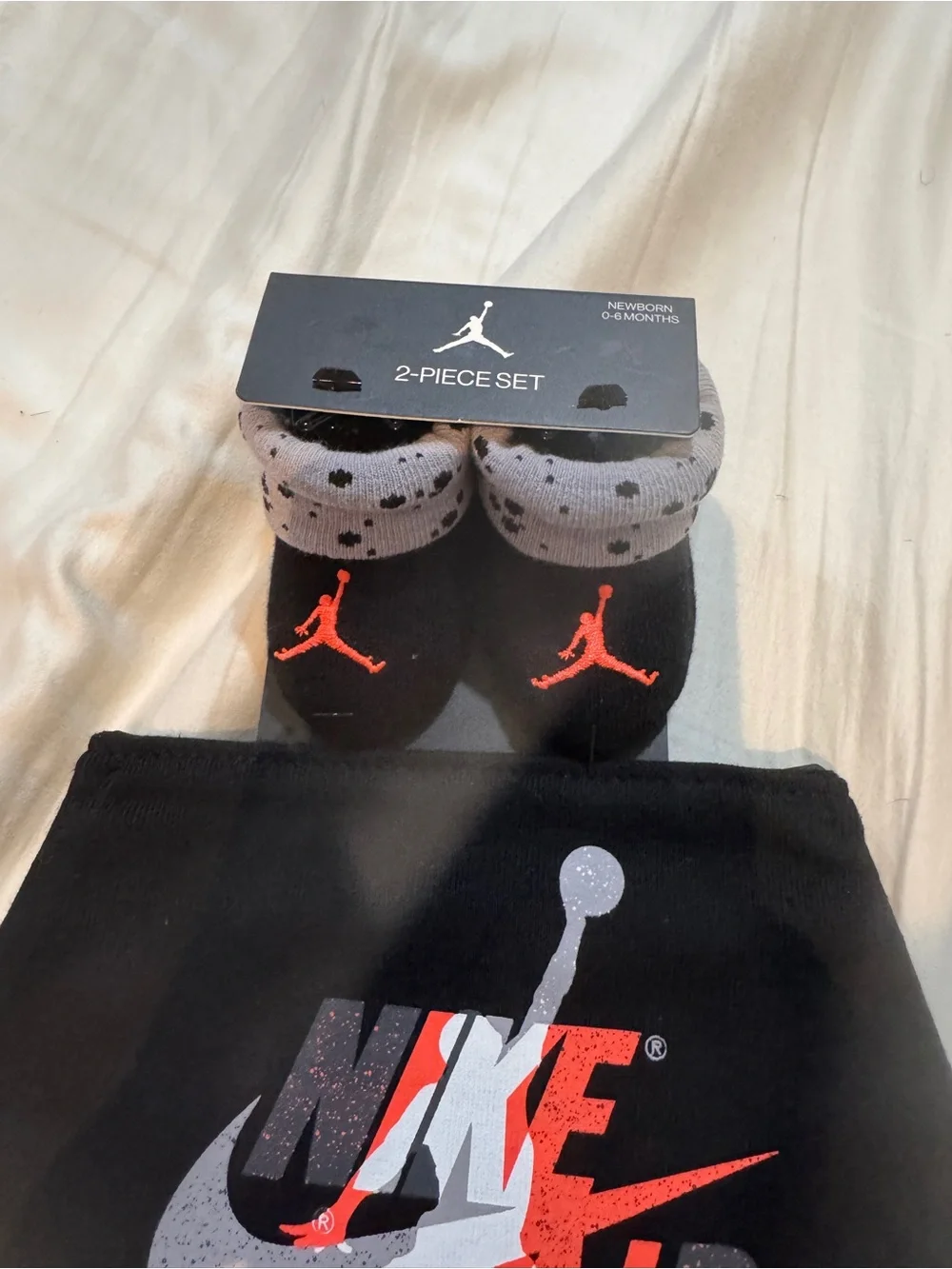 Nike Black Bandana Bib and Sock Set with Orange & Gray Accents